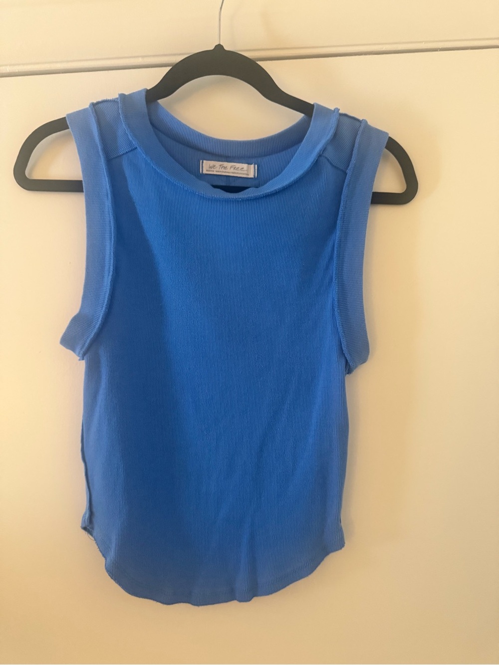 We The Free Bright Blue Ribbed Tank Top